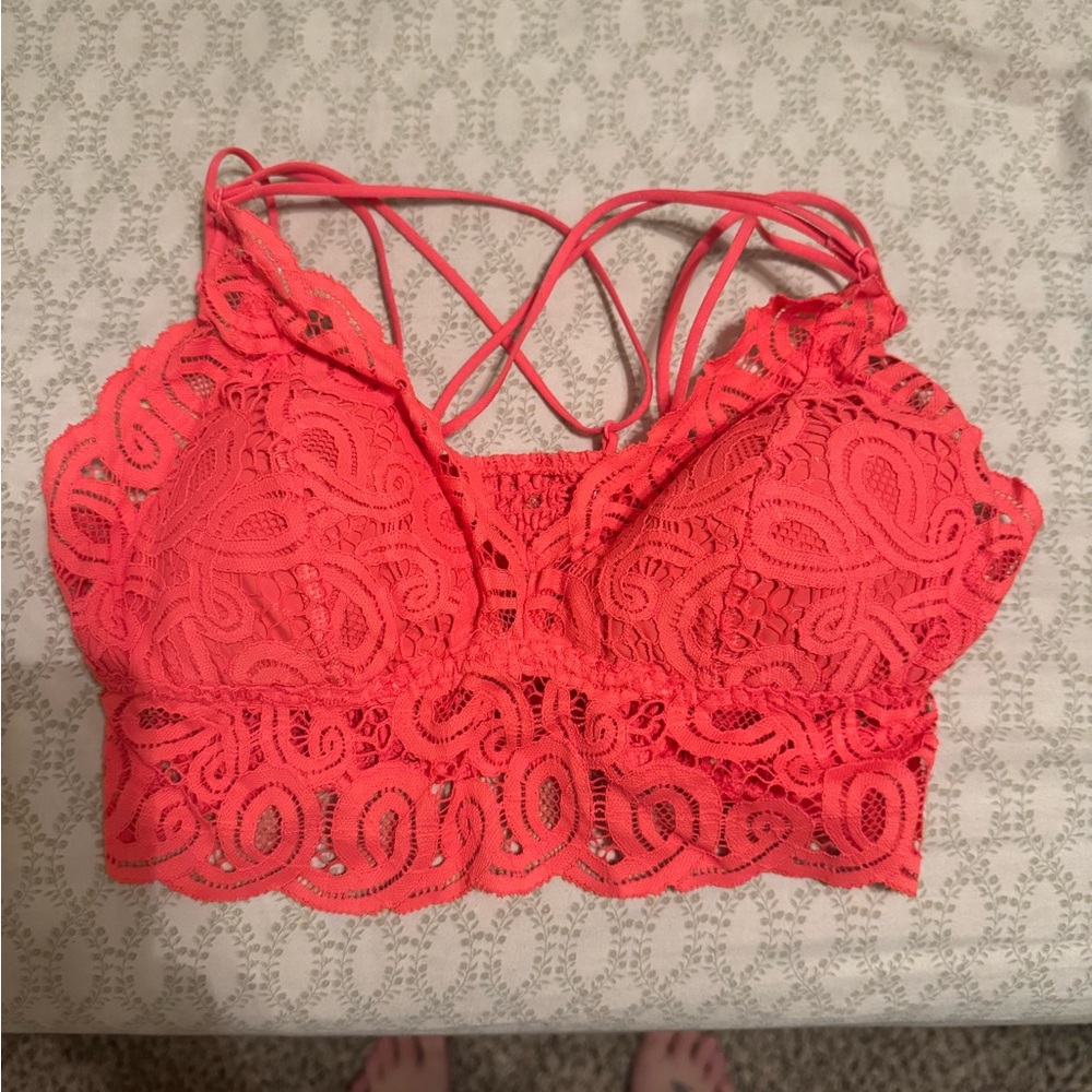 PINK Victoria's Secret Coral Lace Bralette